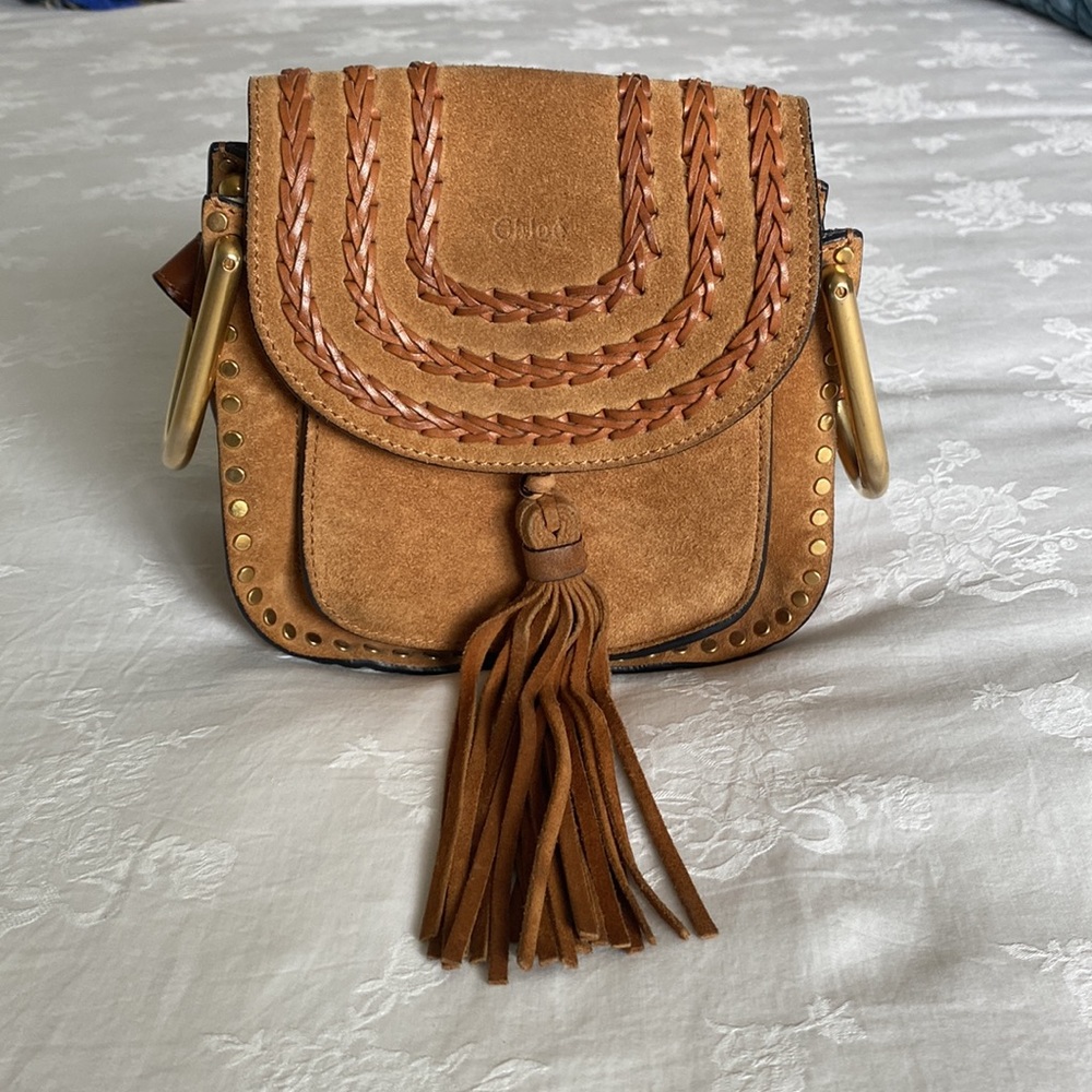 COPY - Chloe Crossbody Suede Calfskin Braided Mini Hudson Shoulder Bag Caramel